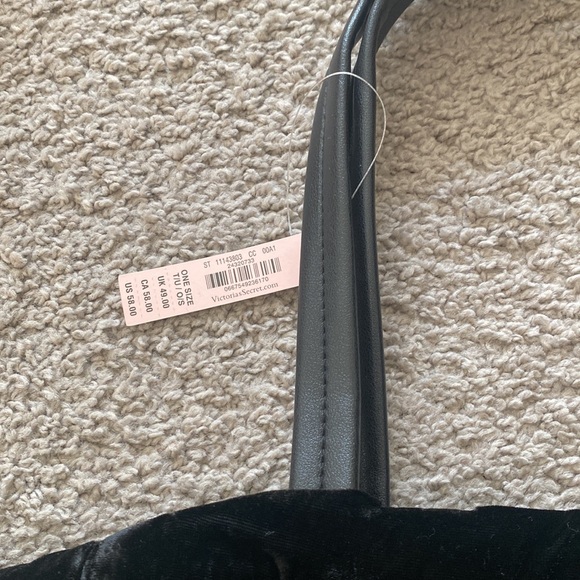 **Victoria's Secret** Luxe Velvet Black Bling Logo Tote Weekender Bag. - Picture 4 of 7